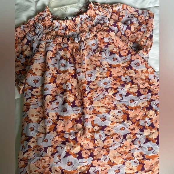 Madewell Smocked Mock Neck Top Floral Breeze size medium - Picture 4 of 10